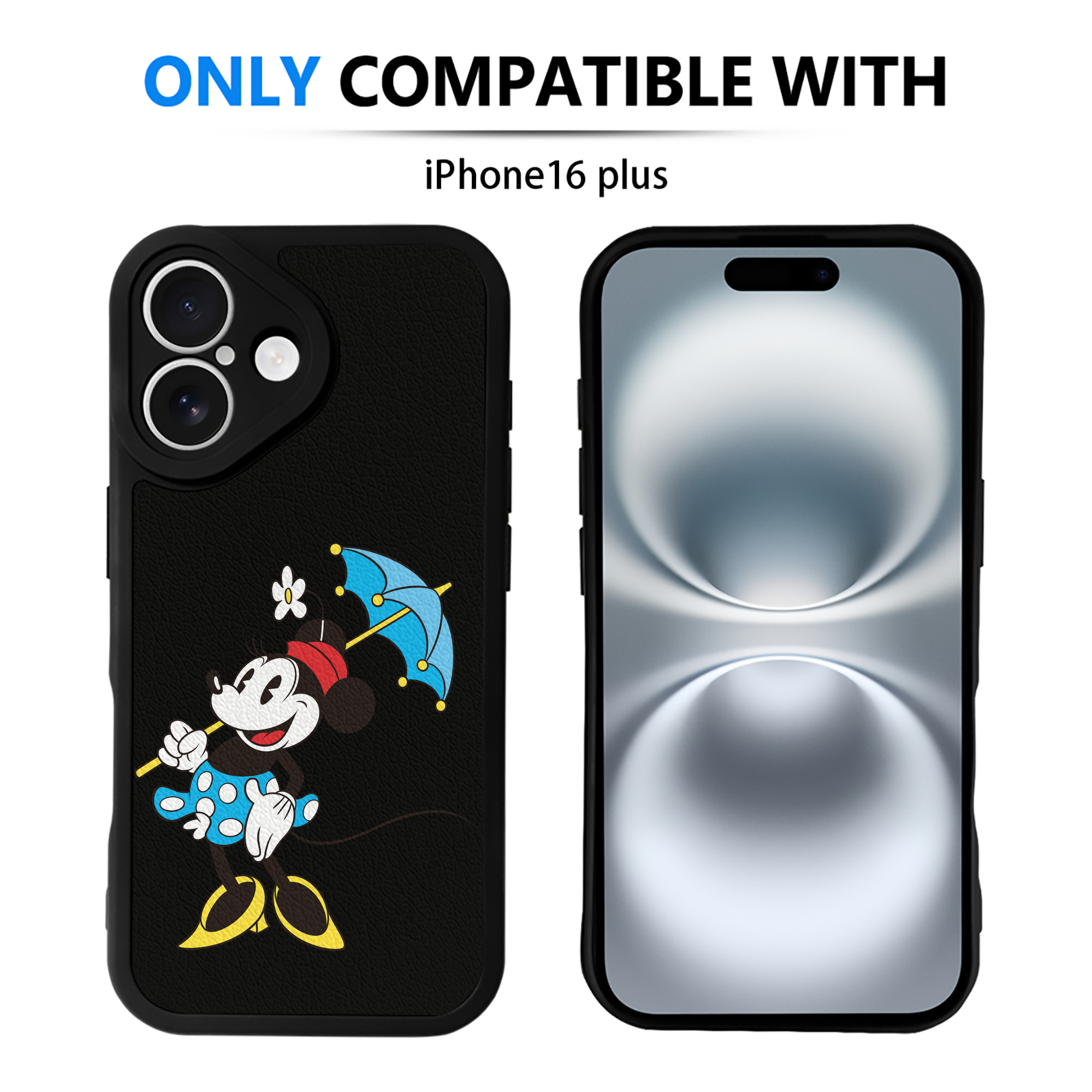 （画像用） ミッキーマウス Mickey Mouse 【iPhone 16シリーズ対応】シリコンスマホケース（レザー調） 材質：シリコン
